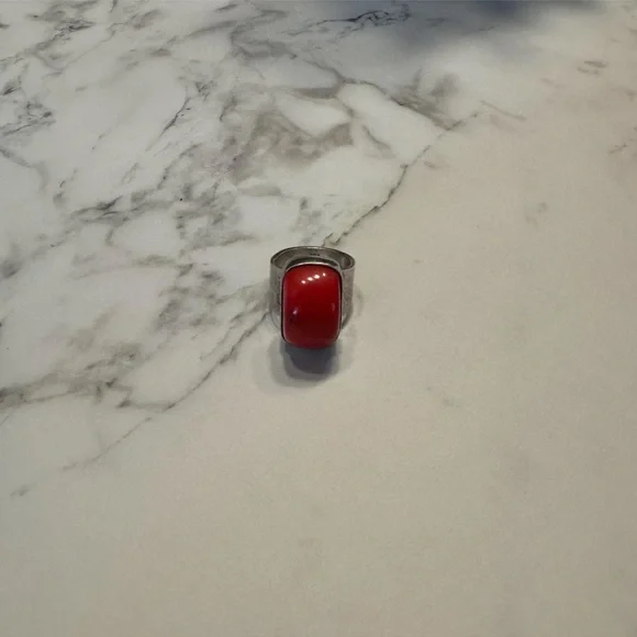 Taxco sterling silver coral ring - Picture 4 of 7